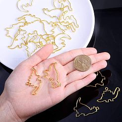 亜鉛合金レジン空枠ペンダントトップ  UVレジンDIY用  エポキシ樹脂  プレスジュエリー  恐竜  ゴールドカラー  22~36x27~39x2mm  穴：2~2.5mm  20個/箱&nbsp;PALLOY-OC0001-31