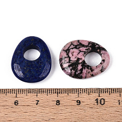 天然＆合成混合原石のペンダント  ティアドロップチャーム  24.5~25x19.5~20x5.5~6.5mm  穴：8~9mm&nbsp;G-T144-09M