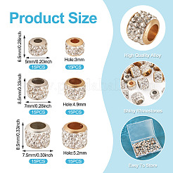 90個 6スタイル 合金ラインストーン 粘土パヴェビーズ  バレル  ミックスカラー  6.5~8.5x5~7.5mm  穴：3~5.2mm  15個/スタイル&nbsp;ALRI-TA0001-29