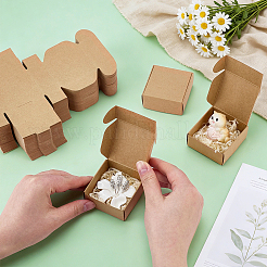 クラフト紙箱  折りたたみボックス  正方形  淡い茶色  5.5x5.5x2.5cm&nbsp;CON-WH0036-02
