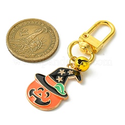 ハロウィンテーマ合金エナメルペンダント装飾  合金製カニカン付き  混合図形  ゴールドカラー  57~66mm  10個/セット&nbsp;HJEW-JM00981
