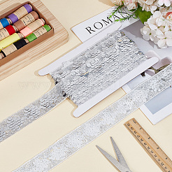 5ヤードのポリエステルとプラスチックの刺繍リボン  厚紙ディスプレイカード  銀  1-3/8~1-5/8インチ（35~40mm）&nbsp;OCOR-CY0003-28