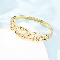 女性用304ステンレススチールヒンジ付きバングル  豚の鼻の形  イオンプレーティング（ip）  18KGP本金メッキ  内径：2.36x2.01インチ（6x5.1cm）&nbsp;BJEW-F527-03G