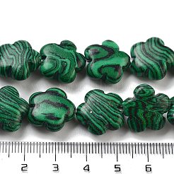 合成マラカイトビーズ連売り  花  16x16x6mm  穴：1.2mm  約25個/連  14.57~14.96インチ（37~38cm）&nbsp;G-F769-C01-01