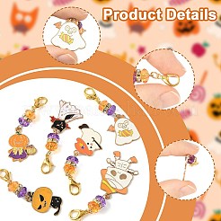 6本合金エナメルペンダントデコレーション  アクリルビーズと合金のロブスタークロウ留め具付き  混合図形  ゴールドカラー  ミックスカラー  55~65mm&nbsp;HJEW-FS00059