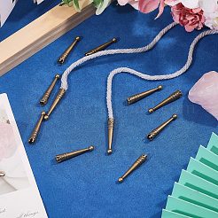 亜鉛合金コードエンド12個  ボロタイエンドキャップ  コーン  アンティークブロンズ  34x6mm  内径：5mm&nbsp;FIND-CA0011-78AB