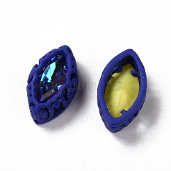 縫い付けラインストーン  モカ蛍光スタイル  ガラスラインストーン  真鍮パーツ  衣料品アクセサリー  馬の目  ミックスカラー  ブルー  12.5x7.5x5mm  穴：0.8mm&nbsp;RGLA-P033-F01-02