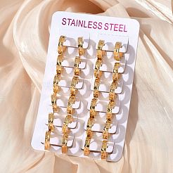 304ステンレススチール研磨効果フープピアス  イオンプレーティング（ip）  ゴールドカラー  16x4mm&nbsp;EJEW-M001-32G