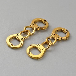 手錠 チベット風 合金 コネクタ チャーム  アンティーク黄金  32x11.5x2mm  穴：5x7mm&nbsp;FIND-WH0111-686AG