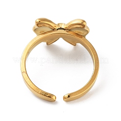 女性用304ステンレススチールオープンカフリング  蝶結び  18KGP本金メッキ  調整可能  蝶結び：12x15mm&nbsp;RJEW-Z044-01G-03