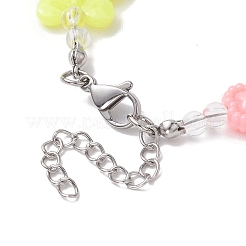 女の子向けの蝶とハートのアクリルビーズブレスレット  カラフル  6インチ（15.3cm）&nbsp;BJEW-JB10220-02
