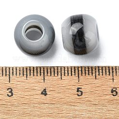 レジンヨーロピアンビーズ  大穴丸いビーズ  天然石風  ブラック  11x12x12mm  穴：5mm&nbsp;RESI-U008-05E