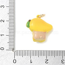 真鍮製エナメルペンダント  マンゴーと猫の形をしたチャーム  ゴールドカラー  18x17.5x8mm  穴：4mm&nbsp;KK-CBAE20A-03G