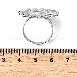 調整可能な304ステンレス鋼オープンカフリング部品  ベゼルカップリングのセッティング  花  変色しない  ステンレス鋼色  トレイ：8mm  内径：18mm  花：25.5mm&nbsp;X-STAS-P403-01E-P