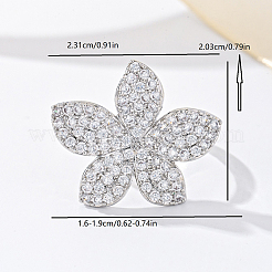 女性用真鍮マイクロパヴェキュービックジルコニア指輪  花  銀  usサイズ9（18.9mm）&nbsp;YY3691-8