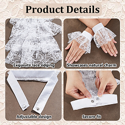 女性用ポリエステル製取り外し可能な花柄レースカラーセット  ホワイト  220~430x30~110x0.6~1.2mm  3個/セット&nbsp;DIY-WH0816-187A