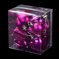 バレンタインデー電気メッキプラスチックハートペンダント装飾  ナイロンロープクリスマスツリー吊り下げ飾り  カメリア  150mm  12個/箱&nbsp;KY-D020-02E