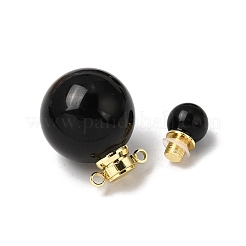 天然な黒曜石の香水瓶のペンダント  304ステンレススチール製金具付き  31.5x18.5mm  穴：1.8mm&nbsp;GG-CBA7610-02G-07