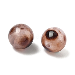 不透明アクリル模造ヒョウ柄ビーズ  ラウンド  ツートン  ココナッツブラウン  14x13.5mm  穴：2mm&nbsp;X-OACR-B052-10