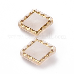 メッキクリアアクリルビーズ  ゴールドライン入り  菱形  リネン  18x14x9~9.5mm  穴：1.5mm&nbsp;X-OACR-P013-30E
