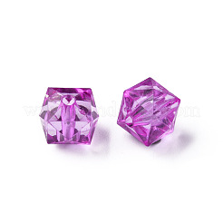 透明なアクリルビーズ  多面カット  キューブ  スミレ  10x11x11mm  穴：2mm  約670個/500g&nbsp;MACR-S373-132-B11