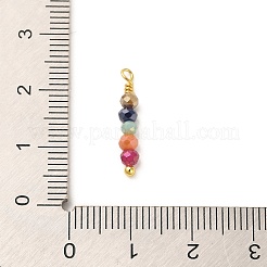 ガラスラウンドビーズペンダント  ラックメッキ本物の18Kゴールドメッキ真鍮ループ付き  カラフル  17.5x3mm  穴：1.4mm&nbsp;KK-M266-13G-01