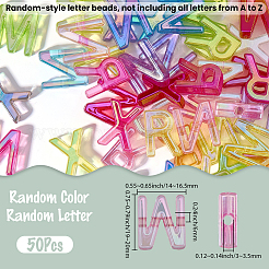 50 個の UV メッキ透明アクリルビーズ  文字L  ミックスカラー  19~20x14~16.5x6mm  穴：3~3.5mm&nbsp;OACR-SP0002-18