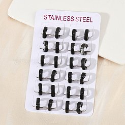 304ステンレススチール研磨フープピアス  イオンプレーティング（ip）  ブラック  13.5x4mm&nbsp;EJEW-M106-01E-EB