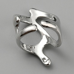 女性用合金ツイスト中空オープンカフリング  プラチナ  内径：14.5mm&nbsp;RJEW-WH0003-33P