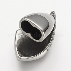 304ステンレススチールレザーコード留め金ラインストーンセッティング  ウイング  アンティークシルバー  29x17x18mm  穴：5x10mm  2mmのラインストーンに適する&nbsp;STAS-P169-66AS