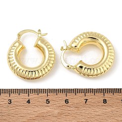 女性のための真鍮のフープピアス  ラウンド  18KGP本金メッキ  29x26x7mm&nbsp;KK-CBAD851-40G
