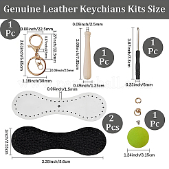 DIYレザーキーホルダー作りキット  合金のパーツを含む  ワックスコードと鉄の針  ゴールドカラー  ブラック  31.5mm&nbsp;AJEW-WH20020-345G-14