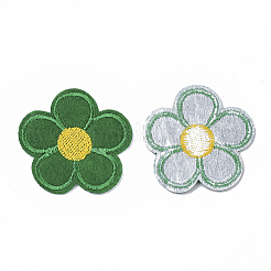 機械刺繍布地手縫い/アイロンワッペン  マスクと衣装のアクセサリー  アップリケ  花  ミックスカラー  51x53x1.5mm&nbsp;X-AJEW-S076-012