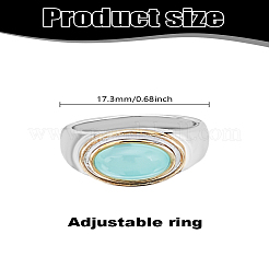 楕円形の真鍮製キャットアイ指輪 1個  プラチナ·ゴールデン  usサイズ7（17.3mm）&nbsp;RJEW-LP0008-25