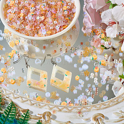 手作りポリマークレイのトッピングミックス  樹脂粘土カボション  ネイルアート＆レジンデコレーション用  プラスチック製のスパンコールとABS製の模造真珠とアクリル製のラインストーン付き  混合図形  砂茶色  1.5~10x1.5~9x0.2~4mm  穴：1~1.2mm&nbsp;CLAY-TADJ0001-01D