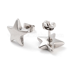 変色しないスター 316 サージカルステンレススチール製スタッドピアス（女性用）  ステンレス鋼色  10x11mm&nbsp;EJEW-Z050-25P
