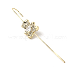 女性用真鍮クリスタルラインストーンイヤーラップクローラーフックイヤリング  18KGP本金メッキ  クマ  73.5x12.5mm  ピン：1mm&nbsp;EJEW-C097-02G-02