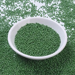 MIYUKIラウンドロカイユビーズ  日本製シードビーズ  11/0  （rr431)不透明な緑の光沢  2x1.3mm  穴：0.8mm  約50000個/ポンド&nbsp;SEED-G007-RR0431