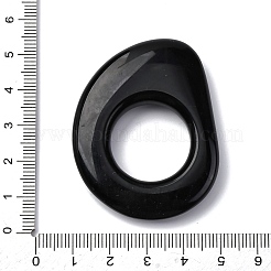 天然黒曜石のリンクリング  ティアドロップ  50.5~51x39.5~40.5x8mm  内径：21.5mm&nbsp;G-U024-01