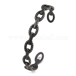 316サージカルステンレススチール製オーバルリンクチェーンカフバングル  アンティークシルバー  3/8インチ（0.85cm）  内径：1-7/8x2-1/2インチ（4.8x6.2cm）&nbsp;BJEW-C125-03AS