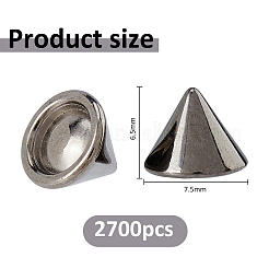 2700個のプラスチック製イヤーナット  ピアスバックキャッチ  コーン  ブラック  6.5x7.5mm&nbsp;FIND-FH0017-99A