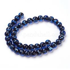 手作り銀箔ランプワークビーズ連売り  ラウンド  藤紫色  10mm  穴：2mm  40個/連  14.57インチ&nbsp;FOIL-L016-C09