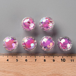透明なアクリルビーズ  二層ビーズ  ABカラー  多面カット  ラウンド  カメリア  16mm  穴：3mm  約205個/500g&nbsp;TACR-S152-14B-A13