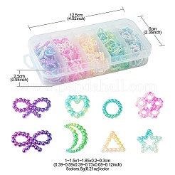 30g 5色スプレーペイント ABSプラスチックカボション  スター＆スクエア＆リング＆ハート＆蝶結び  ミックスカラー  10~15x10~18.5x2~3mm  約6g /カラー&nbsp;KY-YW0001-39
