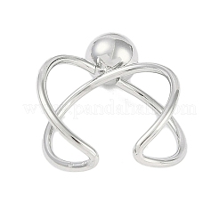 変色しない304ステンレススチールラウンドオープンカフリング  女性用クロスリング  ステンレス鋼色  11.8mm  調整可能&nbsp;RJEW-C097-06P