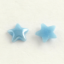 パールメッキ不透明ガラスカボション  スター  ミックスカラー  7.5x8x2mm&nbsp;X-PORC-R139A-M