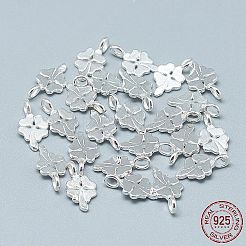 925スターリングシルバーチャーム  四つ葉のクローバーペンダント  銀  12x6.5x3.5mm  穴：2mm&nbsp;STER-T002-91S