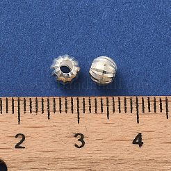 スターリングシルバーの波型ラウンドスペーサービーズ 925 個  銀  5x4mm  穴：2.5mm&nbsp;LS-STER-K178-01B-S