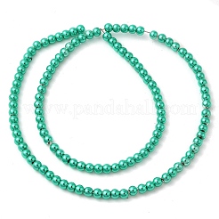 電気メッキガラスビーズセット  パール光沢メッキ  ラウンド  シーグリーン  4mm  穴：1mm  約120個/連  15.35インチ（39cm）&nbsp;EGLA-C007-10C