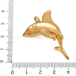 304ステンレススチール製海の動物ペンダント  サメのチャーム  ゴールドカラー  34x41x18.5mm  穴：2.5mm&nbsp;LS-STAS-P402-05A-G